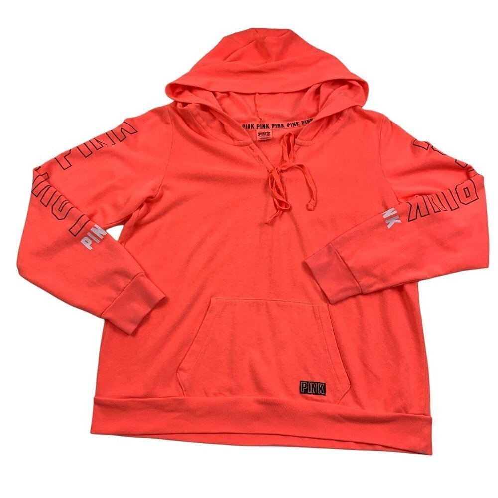 PINK Victoria's Secret Pull-Over Lace-Up Hoodie Women's Size Medium